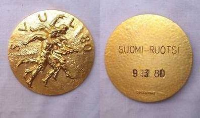 Sport Medaille Suomi Ruotsi antike Läufer 1980
