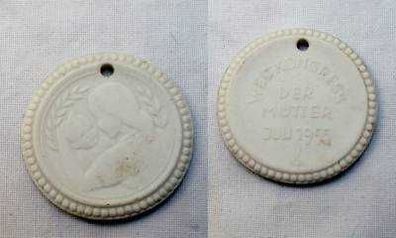 Porzellan Medaille Weltkongress der Mütter Juli 1955