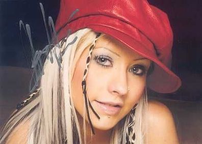 Original Autogramm Christina Aguilera auf Foto