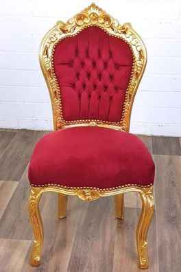 BAROCKSTUHL GOLD-ROT NEU GLAMOUR DIAMOND-LOOK ARMLEHNSTUHL LUXUS BAROCK CHAIR