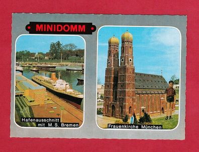 Orig. Ak - Minidom Breitscheid - Hafenausschnit mit M.S Bremen u. Frauenkirche Mü