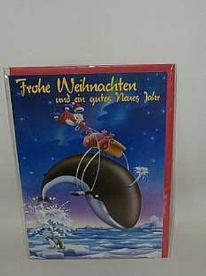 Weihnachten Weihnachtskarte Kartoon Motiv Santa cool Grusskarte zu Neujahr