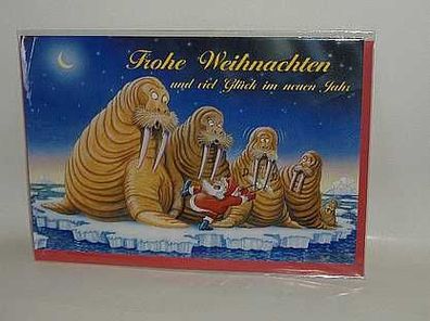 Weihnachten Weihnachtskarte Kartoon Motiv Santa cool Grusskarte zu Neujahr