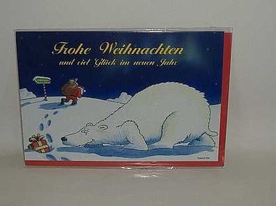 Weihnachten Weihnachtskarte Kartoon Motiv Eisbär Grusskarte zu Neujahr