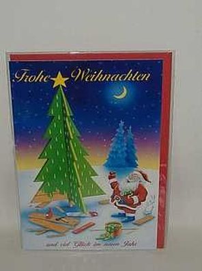 Weihnachten Weihnachtskarte Kartoon Motiv Santabaum Grusskarte zu Neujahr