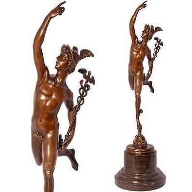 BRONZE Skulptur HERMES FIGUR Männerakt Statuette MERKUR Aktfigur Bronzeplastik
