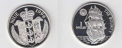 1 Dollar Silber Münze Niue 1996 Schiff Bounty in PP
