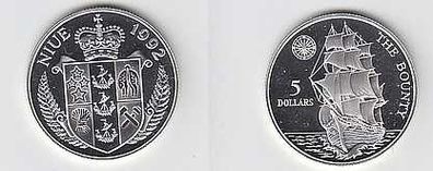 5 Dollar Silber Münze Niue 1992 Schiff Bounty in PP