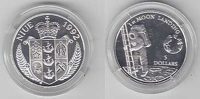 5 Dollar Silber Münze Niue 1992 Mondlandung in PP