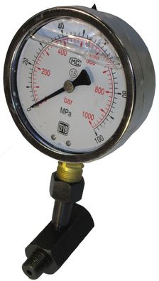 Hydraulik Manometer Glycerin Edelstahl 1000 Bar mit Stand 100 mm