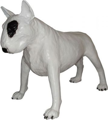 Bullterrier Kampfhund lebensgroß 74cm für draußen aus Polyresin