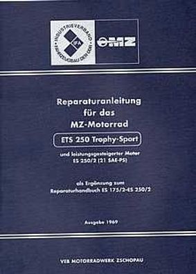Reparaturhandbuch MZ Motorrad ETS 250 Trophy-Sport, Motorrad, DDR Oldtimer, Ost Klass