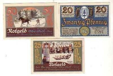 3 Banknoten Notgeld Gemeinde Oberhof 1921