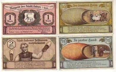 4 Banknoten Notgeld Stadt Labes in Pom. 1921