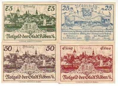 4 Banknoten Notgeld Stadt Köben a.O. 1920