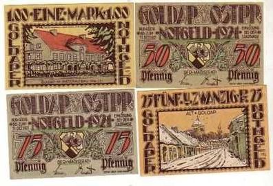 4 Banknoten Notgeld Goldap in Ostpreussen 1921