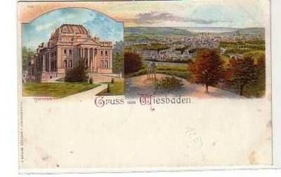 40438 Ak Lithographie Gruss aus Wiesbaden um 1900