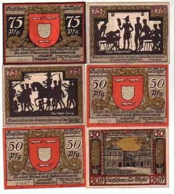 6 Banknoten Notgeld Stadt Wesel 1921