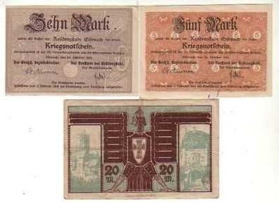 3 Banknoten Notgeld Residenzstadt Eisenach 1918