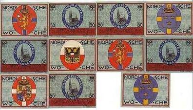11 Banknoten Notgeld Nordische Woche Lübeck 1921