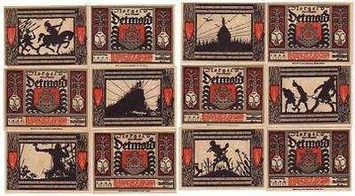 12 Banknoten Notgeld Stadt Detmold 1920