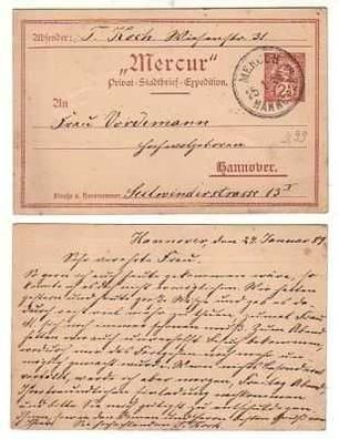 40359 Privat Stadtbrief Expedition Mercur Hannover 1889