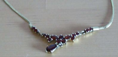 Collier Halskette mit Granat- Steinen