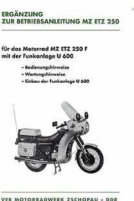 Ergänzung zur Betriebsanleitung MZ ETZ 250, Bedienungsanleitung Motorrad, Ost Oldtime