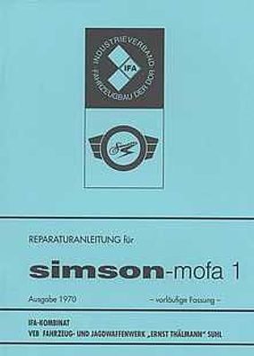 Reparaturanleitung Simson Mofa 1, Ost Oldtimer, DDR Klassiker, Zweirad