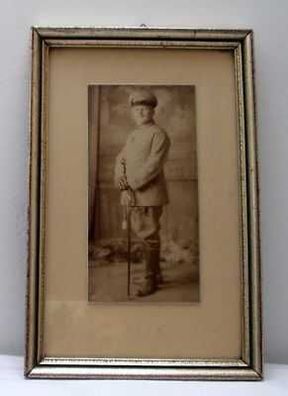 Bild mit Foto Soldat mit Degen und Portepee 1. Weltkrieg