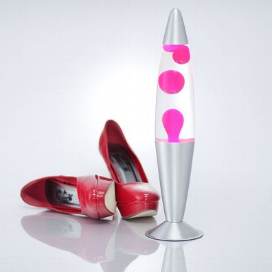 Design Lavalampe Pink 42cm hoch JENNY Tischleuchte stehend Retro Stimmungslicht