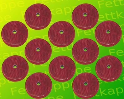 12 x Rückstrahler rund 60 mm rot zum Anschrauben Strahler - Reflektor mit Prüfnummer