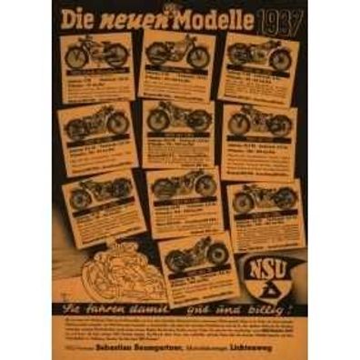 Farb-Poster NSU Modelle 1937