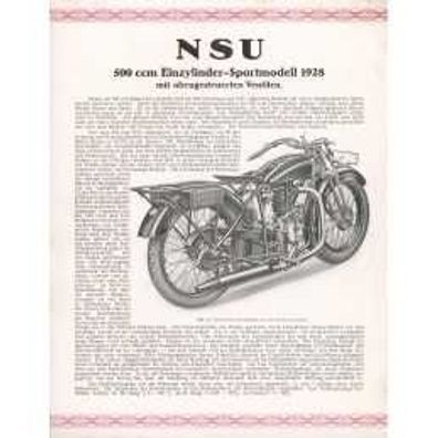 Farb-Prospekt NSU 501 SP 1928