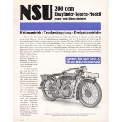 Farb-Prospekt NSU 201 T 1929