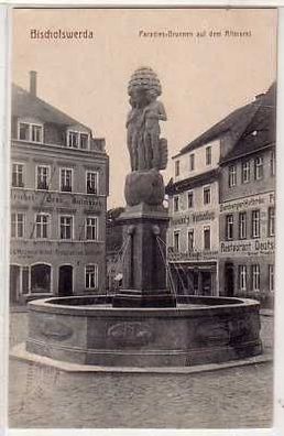 41719 Ak Bischofswerda Paradies Brunnen Altmarkt 1917