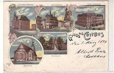 38086 Ak Lithographie Gruss aus Cottbus 1899