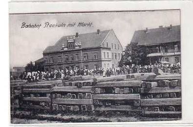 39165 Feldpost Ak Bahnhof Preekuln mit Markt 1917