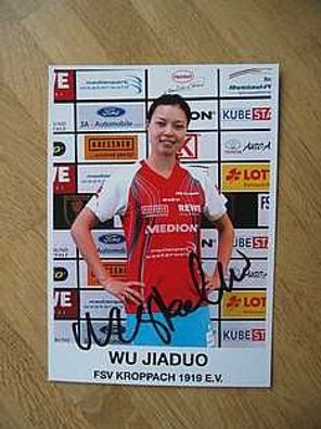 Tischtennis Bundesliga FSV Kroppach Wu Jiaduo - handsigniertes Autogramm!!!
