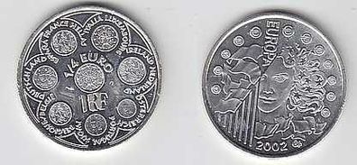 1/4 Euro Silbermünze Frankreich 2002 in PP