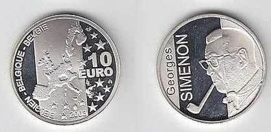 10 Euro Silber Münze Belgien Georges Simenon 2003
