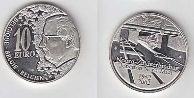 10 Euro Silber Münze Belgien Nord Süd Verbindung 2002