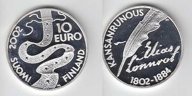 10 Euro Silber Münze Finnland Elias Lönnrot 2002