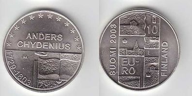10 Euro Silber Münze Finnland Anders Chydenius 2003