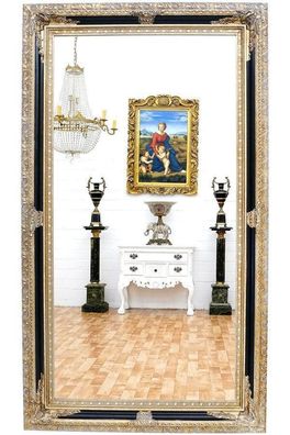 VILLA WANDSPIEGEL schwarz-silber ca.84x74cm RECHTECK HOLZ RAHMEN SPIEGEL SILBERN
