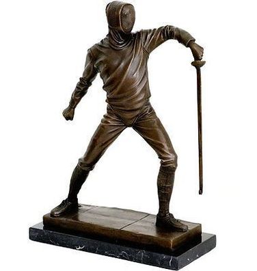 Bronzeskulptur Fechter Fechten Sport im Antik-Stil Bronze Figur Statue 31cm