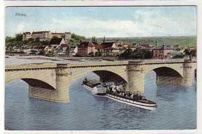41571 Ak Pirna Elbe mit Dampfer 1909