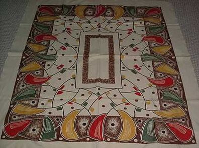 sehr alte bedruckte Tischdecke aus Omas Hausrat 130x140