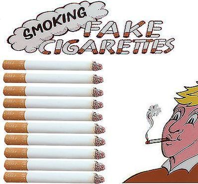 10 qualmende Zigaretten Attrappe Rauch Zigarette Scherz GAG echt aussehend Fake