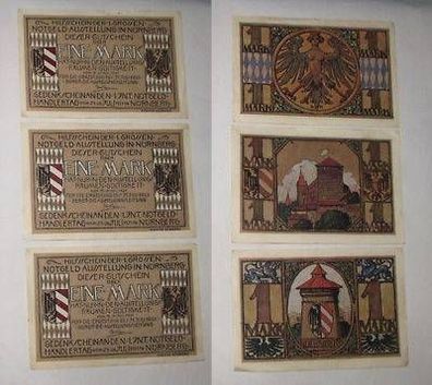 3 Banknoten Notgeld Ausstellung Nürnberg 1921